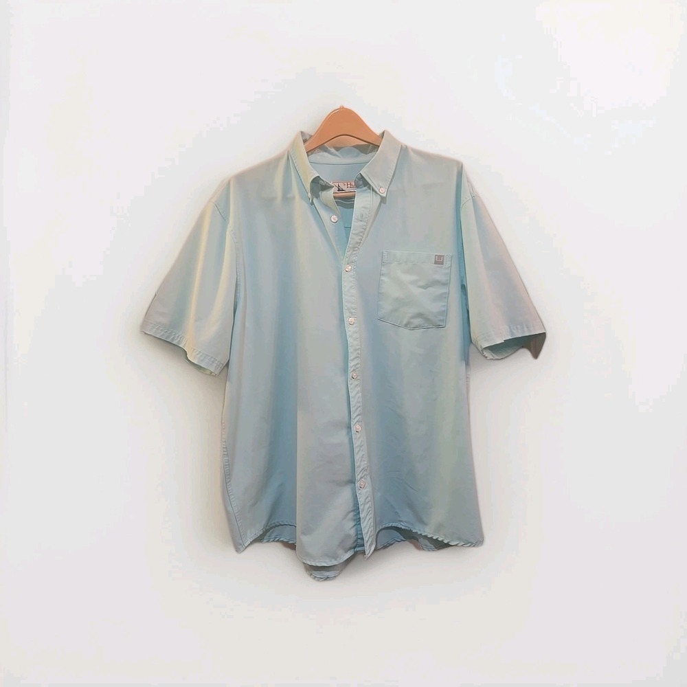 HUK Fishing Mens Mint Green Short Sleeve Button Shirt Size XL